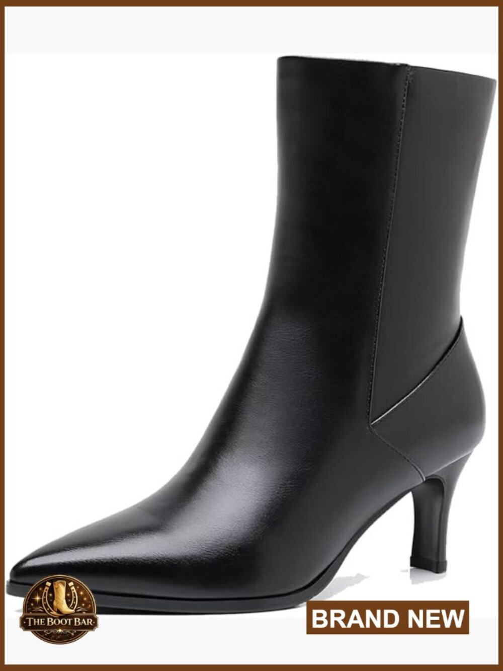 Women's Pointed Toe Stiletto Heel Ankle Booties Leather Kitten Heel Boots